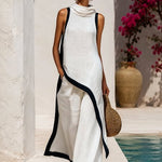 Asymmetric Linen Two-Piece Set