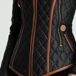 Stylish Waist-cinched Diamond-quilted Padded Jacket