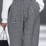 【24-hour shipping out】Fashion Retro Houndstooth Pocket Straight Pants