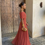 Cordoue | Three-tone off-the-shoulder maxi dress