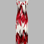 Plants Print Square Neck Thick Strap Maxi Dress Casual Slim Fit Side Slit Vacation Dress with Pockets