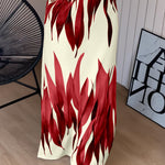 Plants Print Square Neck Thick Strap Maxi Dress Casual Slim Fit Side Slit Vacation Dress with Pockets