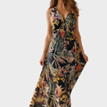 Isla Robertson | Tropical Floral V-Neck Maxi Dress For Women