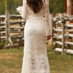 Retro White Lace V-neck Long Sleeve Tassel Short Front And Long Back Skirt Maxi Dress