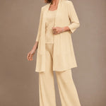 Evelyn Embroidered Three-Piece Pant Set