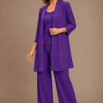 Evelyn Embroidered Three-Piece Pant Set