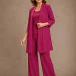 Evelyn Embroidered Three-Piece Pant Set