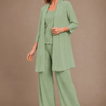 Evelyn Embroidered Three-Piece Pant Set