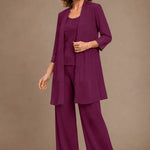 Evelyn Embroidered Three-Piece Pant Set