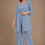 Evelyn Embroidered Three-Piece Pant Set