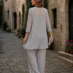 Evelyn Embroidered Three-Piece Pant Set