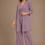 Evelyn Embroidered Three-Piece Pant Set
