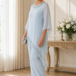 Beaded Chiffon Overlay Mother of the Bride Pant Suit