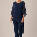 Beaded Chiffon Overlay Mother of the Bride Pant Suit