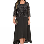 Elegant Lace Chiffon Midi Wedding Guest Dress with Jacket