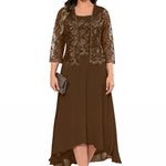 Elegant Lace Chiffon Midi Wedding Guest Dress with Jacket