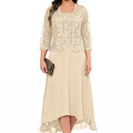 Elegant Lace Chiffon Midi Wedding Guest Dress with Jacket