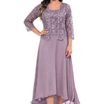 Elegant Lace Chiffon Midi Wedding Guest Dress with Jacket