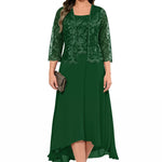 Elegant Lace Chiffon Midi Wedding Guest Dress with Jacket