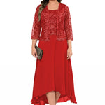 Elegant Lace Chiffon Midi Wedding Guest Dress with Jacket