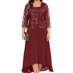 Elegant Lace Chiffon Midi Wedding Guest Dress with Jacket