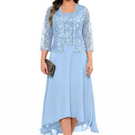 Elegant Lace Chiffon Midi Wedding Guest Dress with Jacket