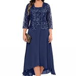 Elegant Lace Chiffon Midi Wedding Guest Dress with Jacket