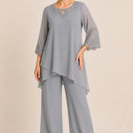 Graceful Embroidered Two Piece Formal Pant Set