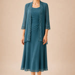 Mother of the Bride Midi Dress with Lace Jacket