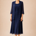 Mother of the Bride Midi Dress with Lace Jacket