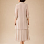 Mother of the Bride Midi Dress with Lace Jacket