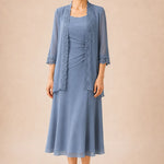 Mother of the Bride Midi Dress with Lace Jacket