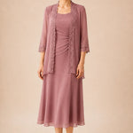 Mother of the Bride Midi Dress with Lace Jacket