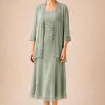 Mother of the Bride Midi Dress with Lace Jacket