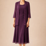 Mother of the Bride Midi Dress with Lace Jacket