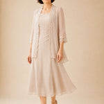 Mother of the Bride Midi Dress with Lace Jacket