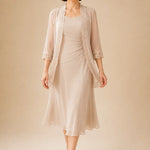 Mother of the Bride Midi Dress with Lace Jacket