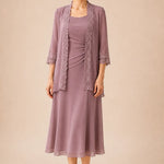 Mother of the Bride Midi Dress with Lace Jacket