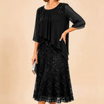 Lace Overlay Chiffon Mother of the Bride Dress
