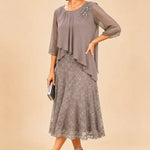 Lace Overlay Chiffon Mother of the Bride Dress