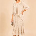 Lace Overlay Chiffon Mother of the Bride Dress