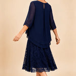 Lace Overlay Chiffon Mother of the Bride Dress