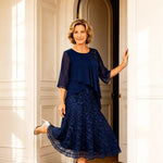 Lace Overlay Chiffon Mother of the Bride Dress