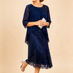 Lace Overlay Chiffon Mother of the Bride Dress