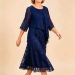 Lace Overlay Chiffon Mother of the Bride Dress