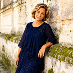 Lace Overlay Chiffon Mother of the Bride Dress