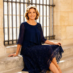 Lace Overlay Chiffon Mother of the Bride Dress