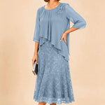 Lace Overlay Chiffon Mother of the Bride Dress