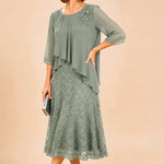 Lace Overlay Chiffon Mother of the Bride Dress