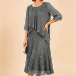 Lace Overlay Chiffon Mother of the Bride Dress